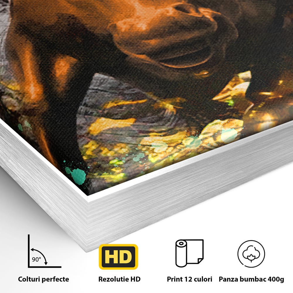 Tablou Canvas Premium LuxCanva® B1096, Dollar Bull , Birou, Taur, Bancnota, Dolar, Bar, Culori Vibrante