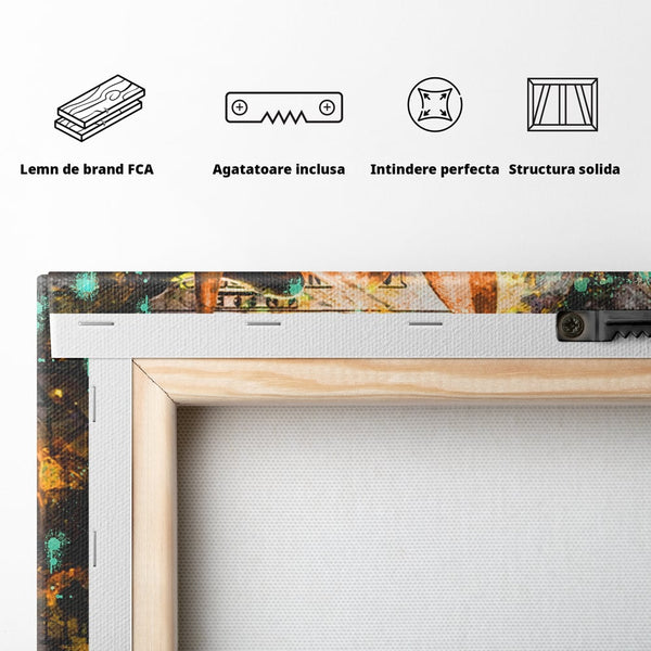 Tablou Canvas Premium LuxCanva® B1096, Dollar Bull , Birou, Taur, Bancnota, Dolar, Bar, Culori Vibrante