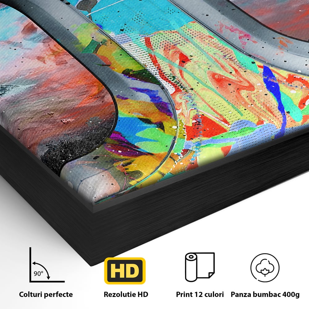 Leinwandbilder Premium-Leinwandkunst LuxCanva® B1097, Graffiti Flugzeug Fenster, Büro, Reisen, Flugzeug, Urlaub, Himmel, Wolken, leuchtende Farben