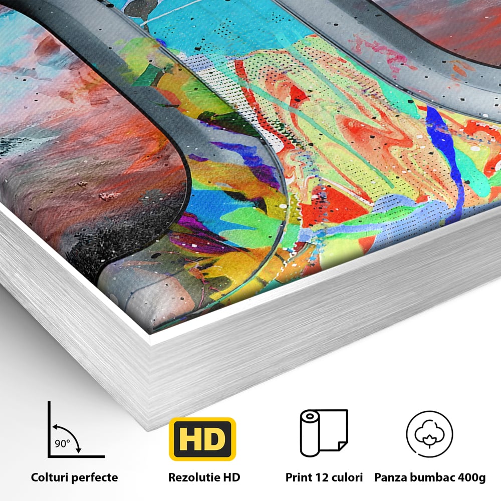 Leinwandbilder Premium-Leinwandkunst LuxCanva® B1097, Graffiti Flugzeug Fenster, Büro, Reisen, Flugzeug, Urlaub, Himmel, Wolken, leuchtende Farben