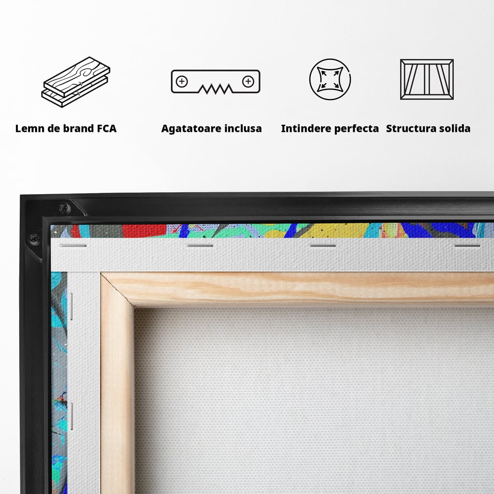 Leinwandbilder Premium-Leinwandkunst LuxCanva® B1097, Graffiti Flugzeug Fenster, Büro, Reisen, Flugzeug, Urlaub, Himmel, Wolken, leuchtende Farben