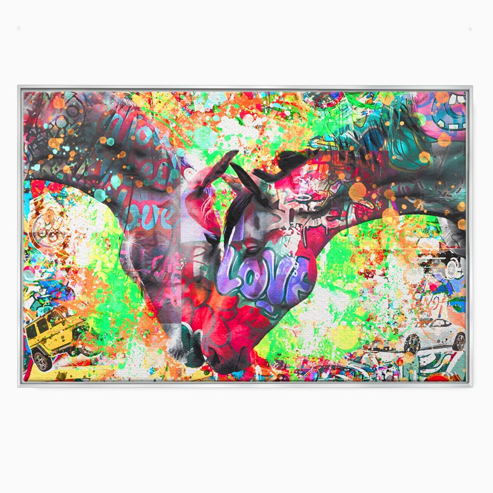 Tablou Canvas Premium LuxCanva® B1098, Cai Conectati Prin Iubire , Living, Cai, Graffiti, Iubire, Birou, Pop Art, Culori Vibrante