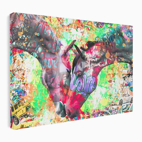 Tablou Canvas Premium LuxCanva® B1098, Cai Conectati Prin Iubire , Living, Cai, Graffiti, Iubire, Birou, Pop Art, Culori Vibrante