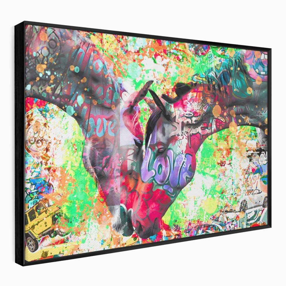 Tablou Canvas Premium LuxCanva® B1098, Cai Conectati Prin Iubire , Living, Cai, Graffiti, Iubire, Birou, Pop Art, Culori Vibrante