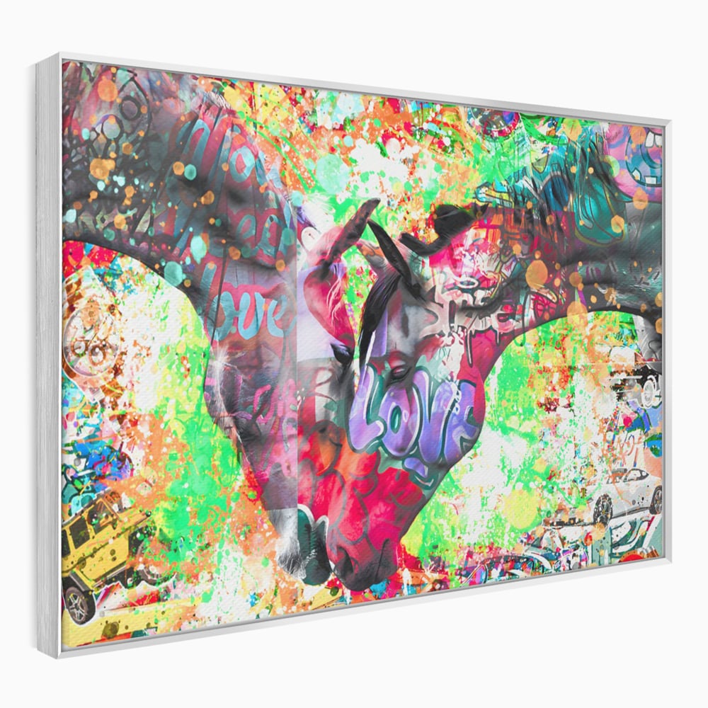 Tablou Canvas Premium LuxCanva® B1098, Cai Conectati Prin Iubire , Living, Cai, Graffiti, Iubire, Birou, Pop Art, Culori Vibrante
