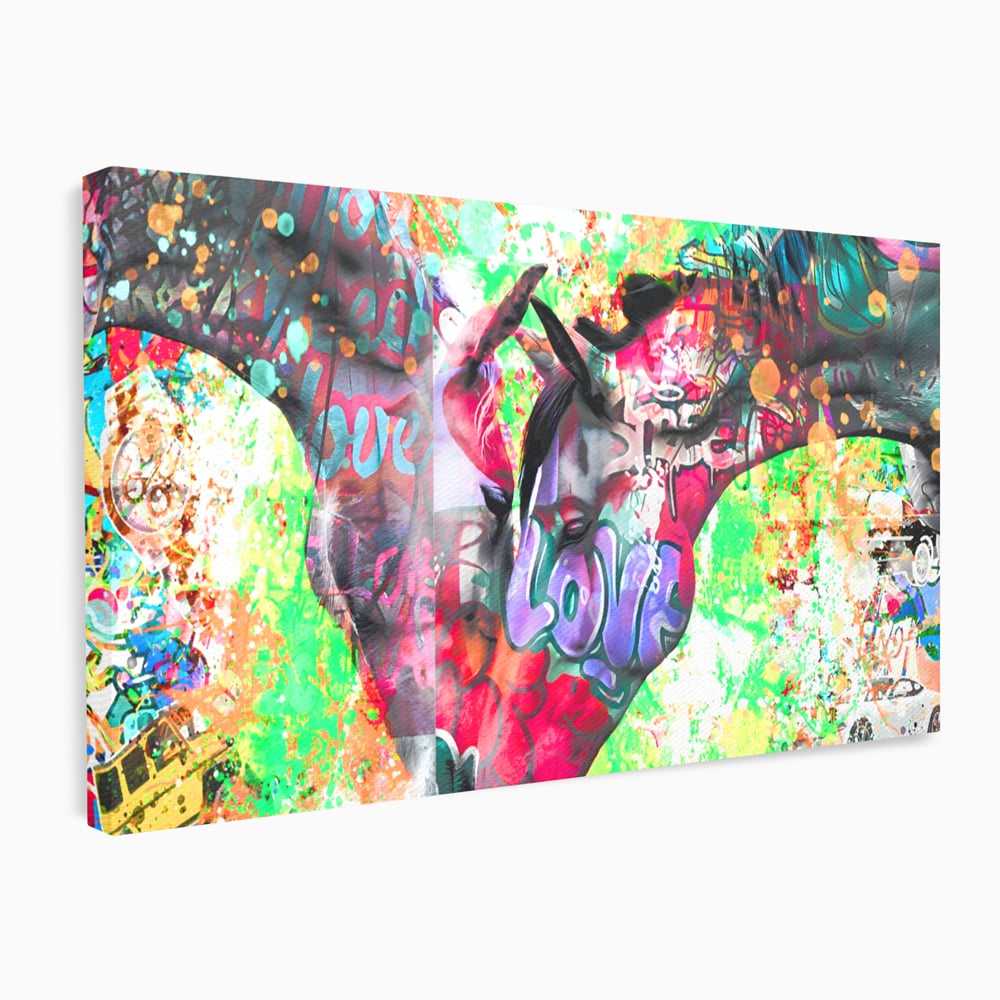 Tablou Canvas Premium LuxCanva® B1098, Cai Conectati Prin Iubire , Living, Cai, Graffiti, Iubire, Birou, Pop Art, Culori Vibrante