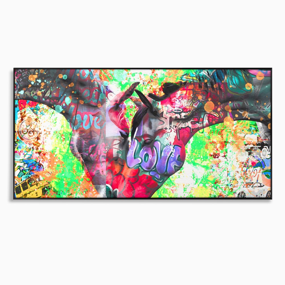 Tablou Canvas Premium LuxCanva® B1098, Cai Conectati Prin Iubire , Living, Cai, Graffiti, Iubire, Birou, Pop Art, Culori Vibrante