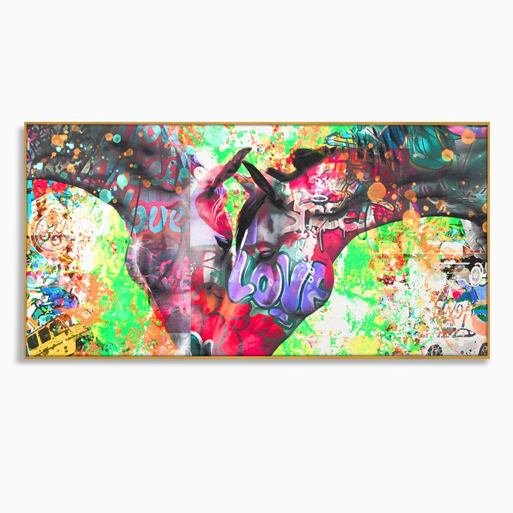 Tablou Canvas Premium LuxCanva® B1098, Cai Conectati Prin Iubire , Living, Cai, Graffiti, Iubire, Birou, Pop Art, Culori Vibrante