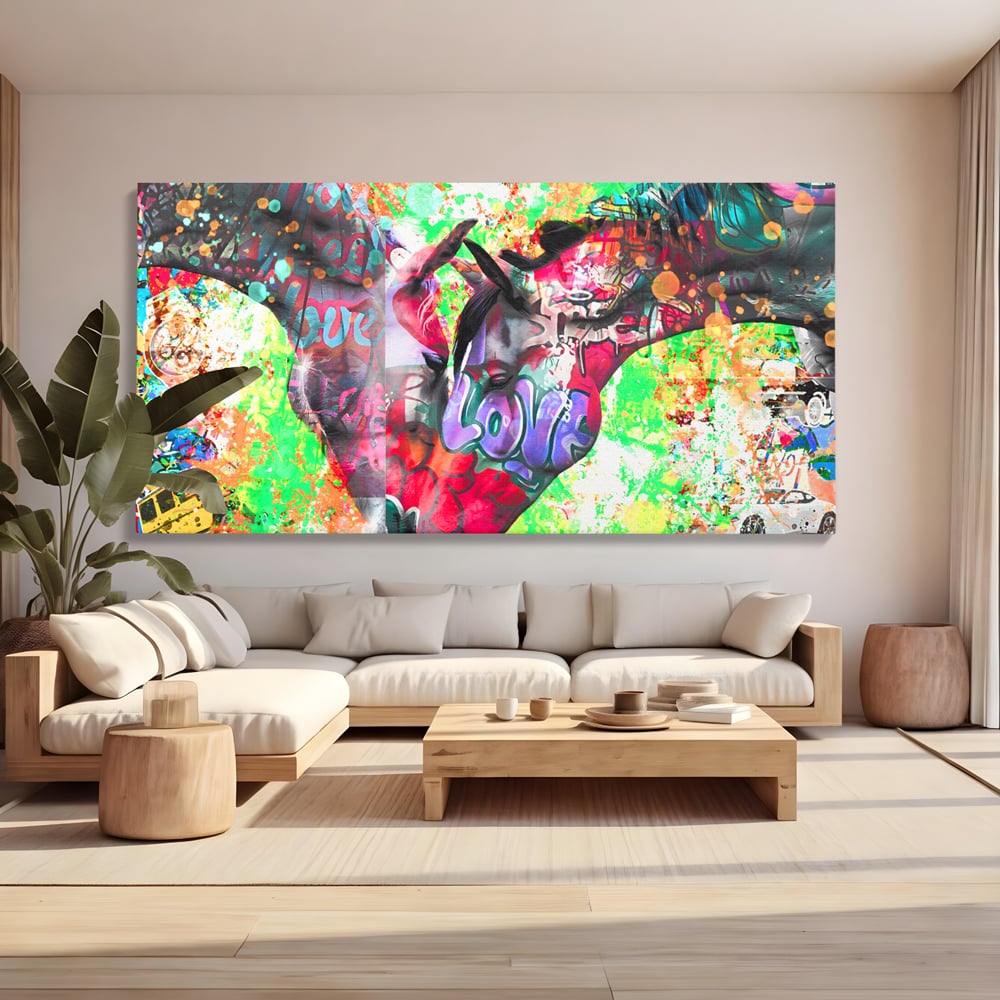 Tablou Canvas Premium LuxCanva® B1098, Cai Conectati Prin Iubire , Living, Cai, Graffiti, Iubire, Birou, Pop Art, Culori Vibrante