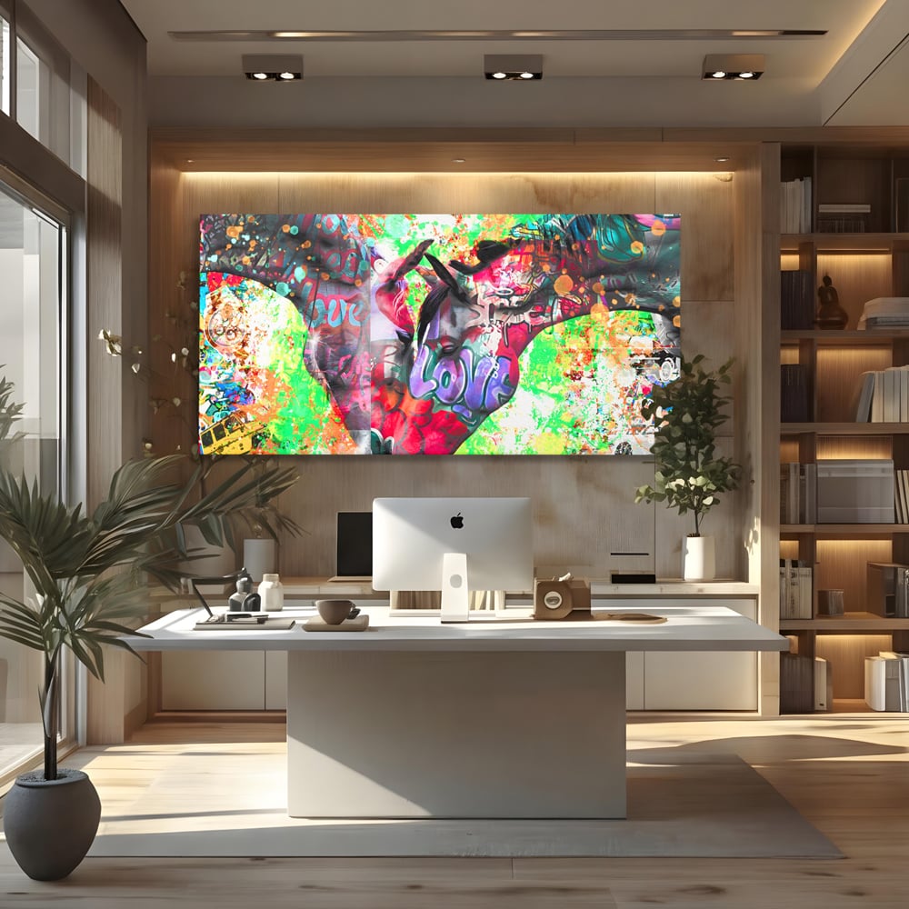 Tablou Canvas Premium LuxCanva® B1098, Cai Conectati Prin Iubire , Living, Cai, Graffiti, Iubire, Birou, Pop Art, Culori Vibrante