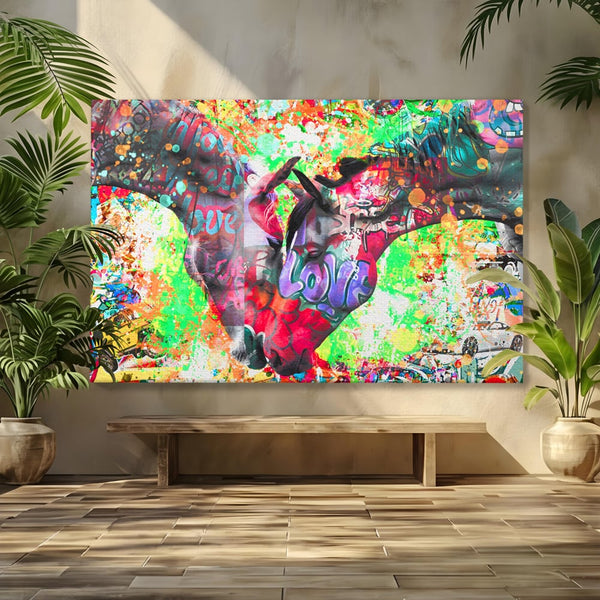 Tablou Canvas Premium LuxCanva® B1098, Cai Conectati Prin Iubire , Living, Cai, Graffiti, Iubire, Birou, Pop Art, Culori Vibrante