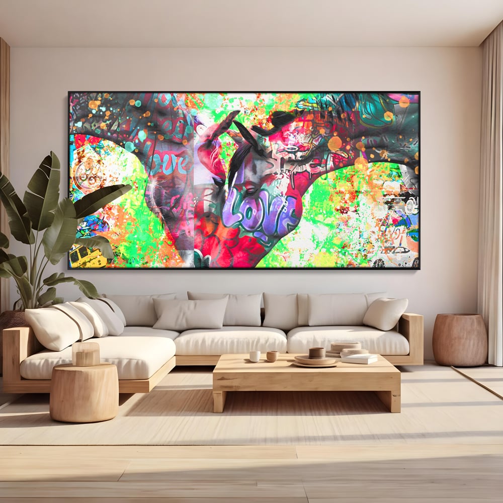 Tablou Canvas Premium LuxCanva® B1098, Cai Conectati Prin Iubire , Living, Cai, Graffiti, Iubire, Birou, Pop Art, Culori Vibrante
