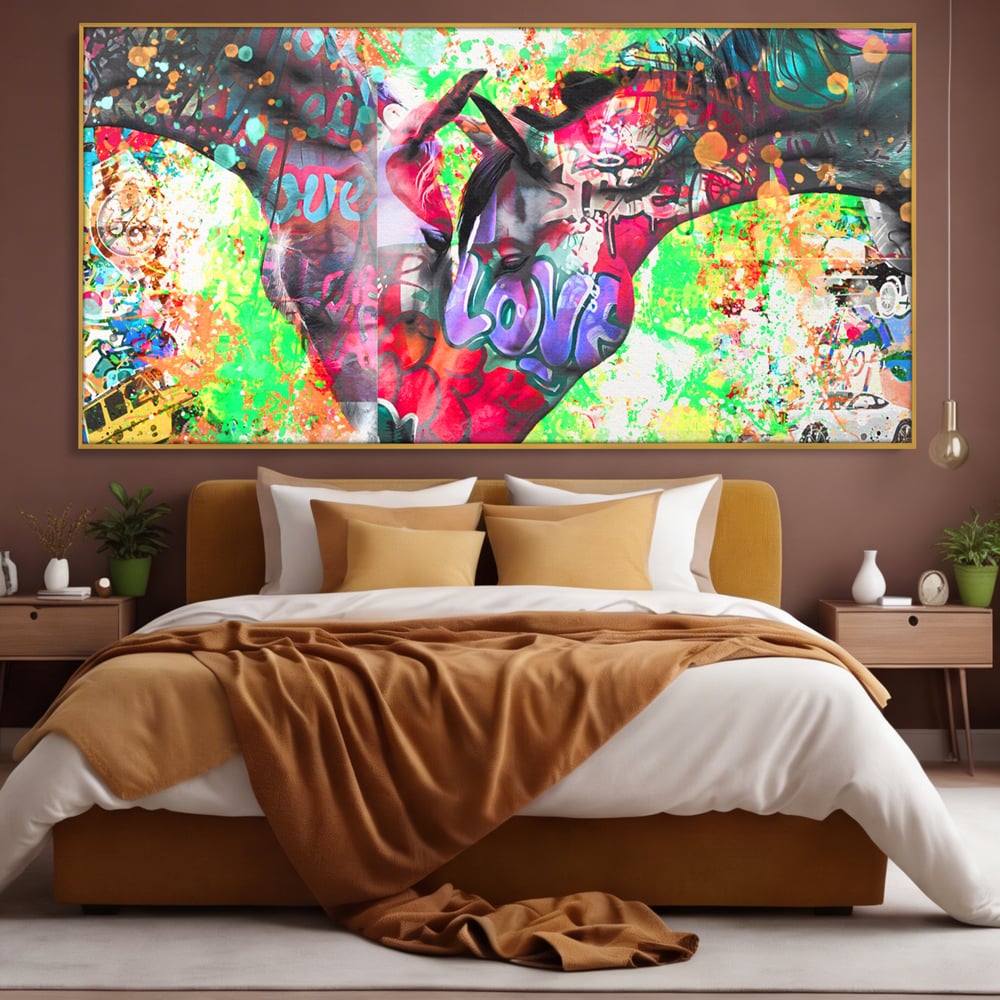 Tablou Canvas Premium LuxCanva® B1098, Cai Conectati Prin Iubire , Living, Cai, Graffiti, Iubire, Birou, Pop Art, Culori Vibrante