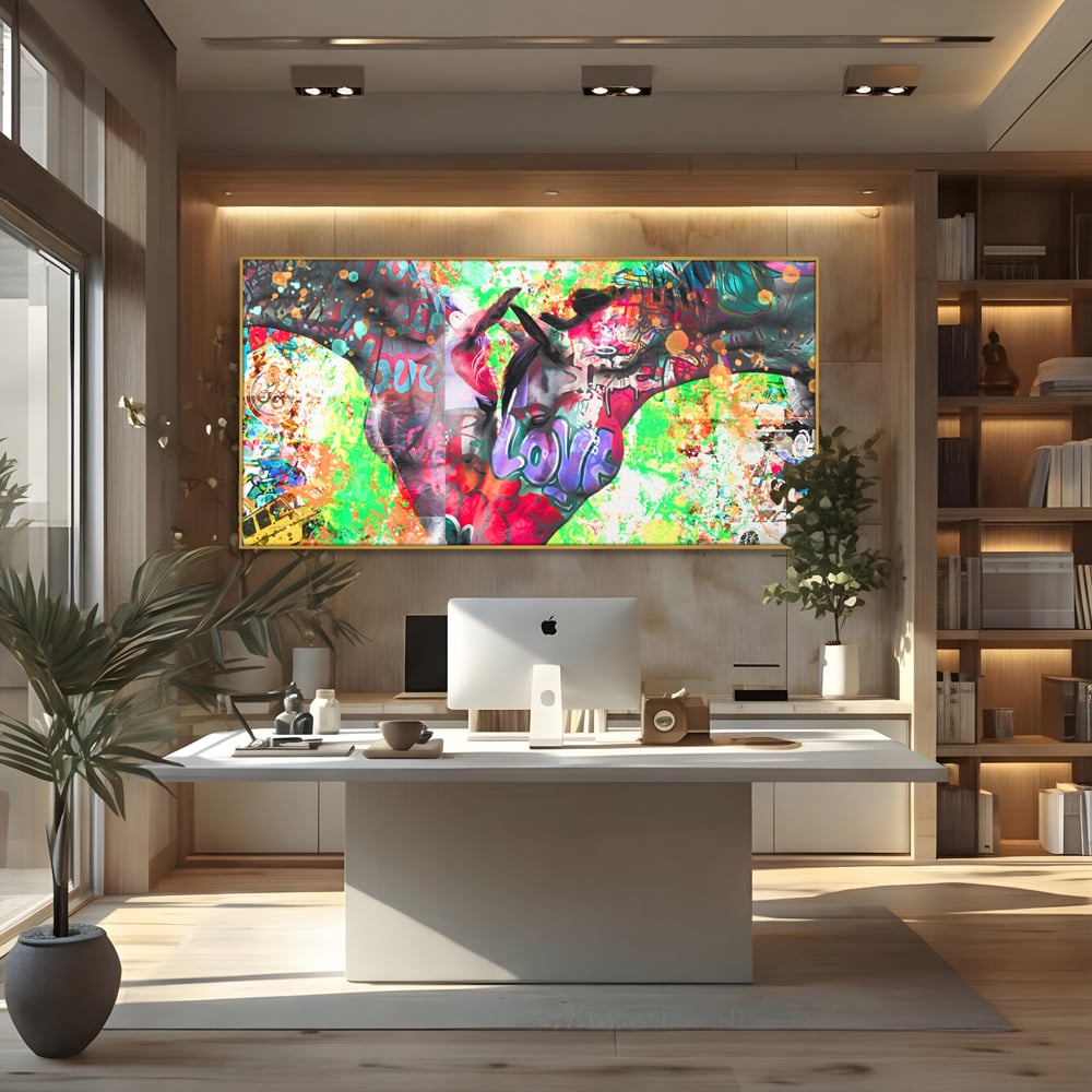 Tablou Canvas Premium LuxCanva® B1098, Cai Conectati Prin Iubire , Living, Cai, Graffiti, Iubire, Birou, Pop Art, Culori Vibrante