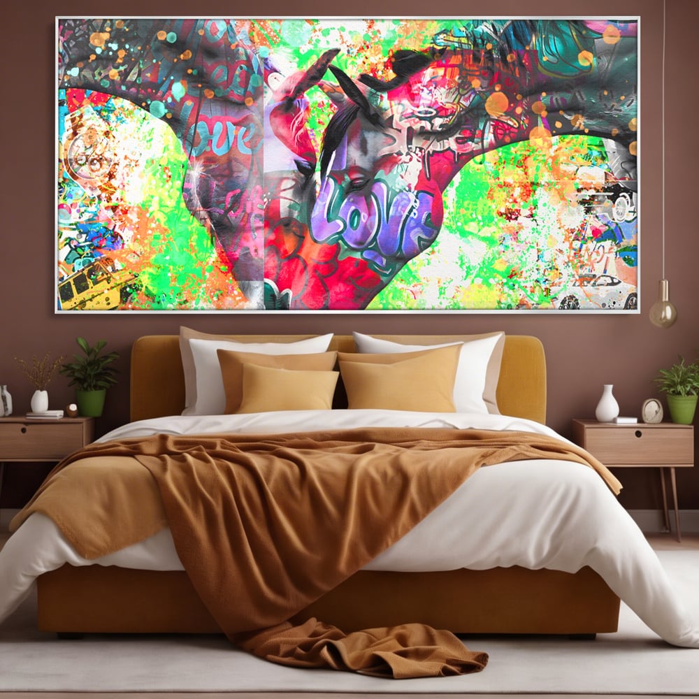 Tablou Canvas Premium LuxCanva® B1098, Cai Conectati Prin Iubire , Living, Cai, Graffiti, Iubire, Birou, Pop Art, Culori Vibrante