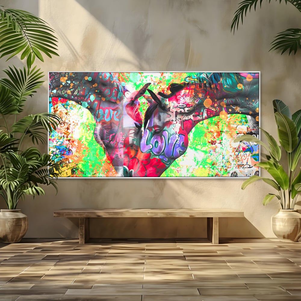 Tablou Canvas Premium LuxCanva® B1098, Cai Conectati Prin Iubire , Living, Cai, Graffiti, Iubire, Birou, Pop Art, Culori Vibrante