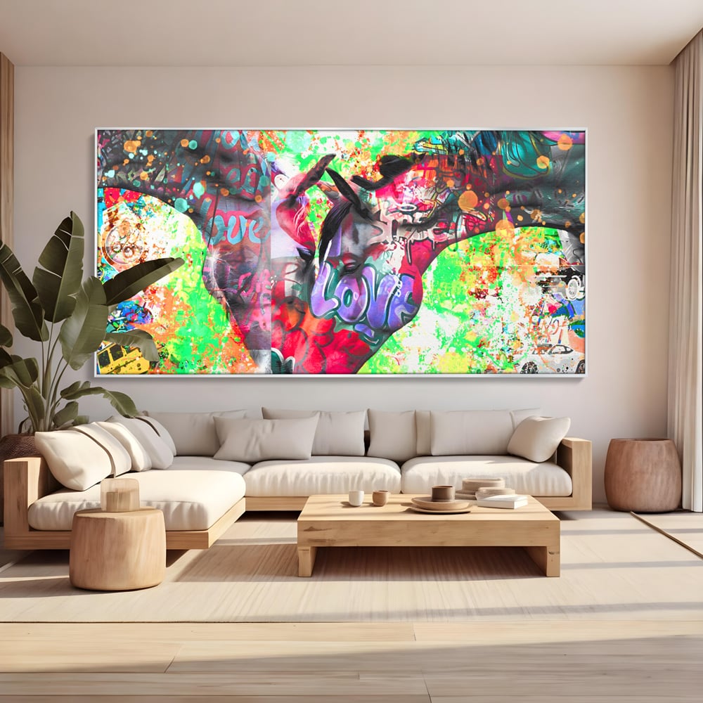 Tablou Canvas Premium LuxCanva® B1098, Cai Conectati Prin Iubire , Living, Cai, Graffiti, Iubire, Birou, Pop Art, Culori Vibrante