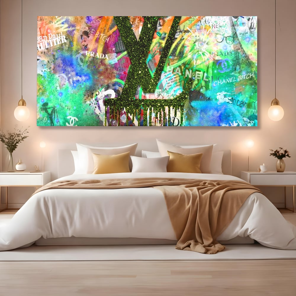 Tablou Canvas Premium LuxCanva® B1099, Branduri De Lux , Birou, Prada, Louis Vuitton, Chanel, Jean Paul Gaultier, Fashion, Salon, Culori Vibrante