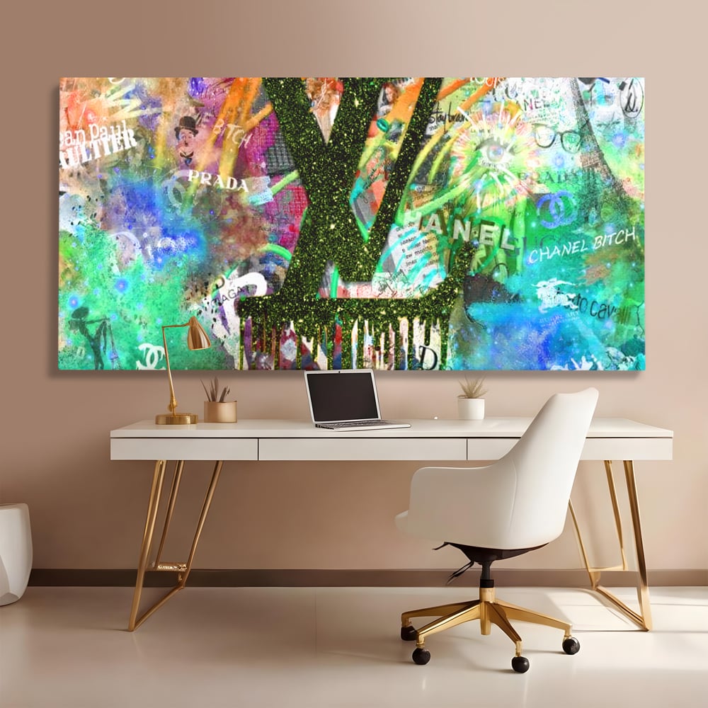 Tablou Canvas Premium LuxCanva® B1099, Branduri De Lux , Birou, Prada, Louis Vuitton, Chanel, Jean Paul Gaultier, Fashion, Salon, Culori Vibrante