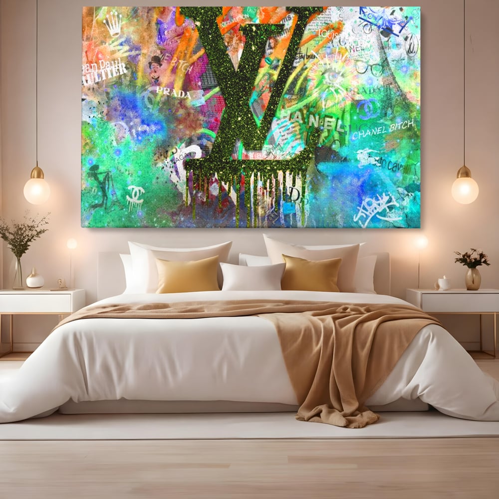 Tablou Canvas Premium LuxCanva® B1099, Branduri De Lux , Birou, Prada, Louis Vuitton, Chanel, Jean Paul Gaultier, Fashion, Salon, Culori Vibrante