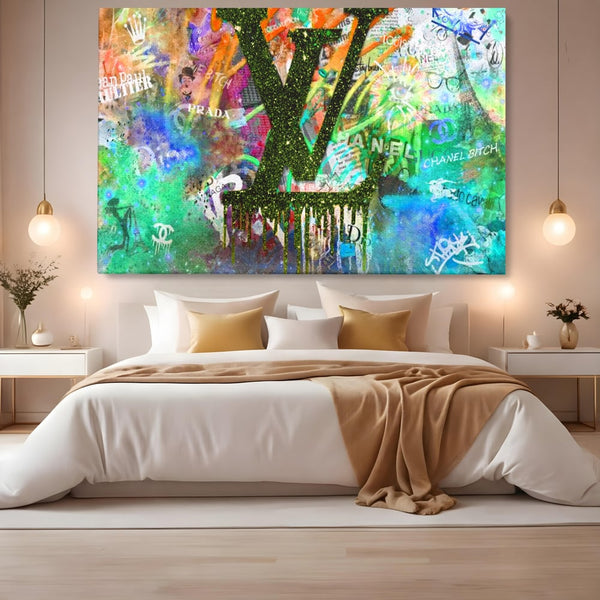 Tablou Canvas Premium LuxCanva® B1099, Branduri De Lux , Birou, Prada, Louis Vuitton, Chanel, Jean Paul Gaultier, Fashion, Salon, Culori Vibrante