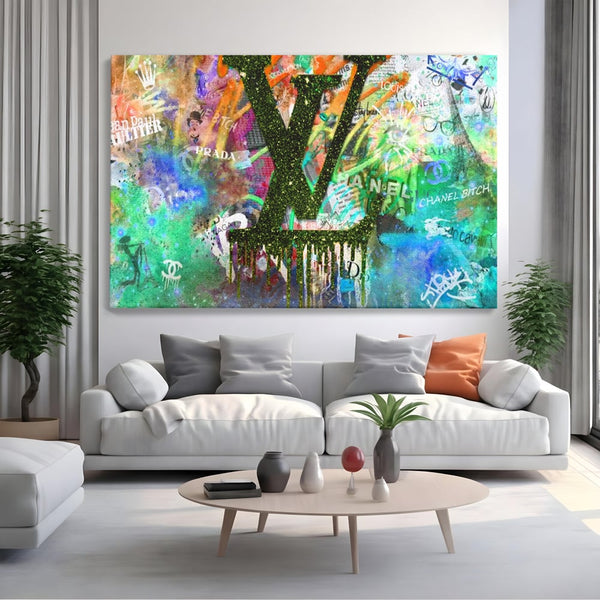 Tablou Canvas Premium LuxCanva® B1099, Branduri De Lux , Birou, Prada, Louis Vuitton, Chanel, Jean Paul Gaultier, Fashion, Salon, Culori Vibrante