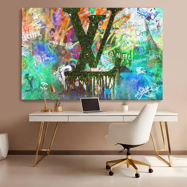 Tablou Canvas Premium LuxCanva® B1099, Branduri De Lux , Birou, Prada, Louis Vuitton, Chanel, Jean Paul Gaultier, Fashion, Salon, Culori Vibrante