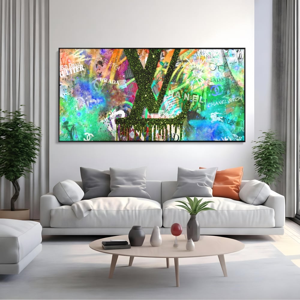 Tablou Canvas Premium LuxCanva® B1099, Branduri De Lux , Birou, Prada, Louis Vuitton, Chanel, Jean Paul Gaultier, Fashion, Salon, Culori Vibrante