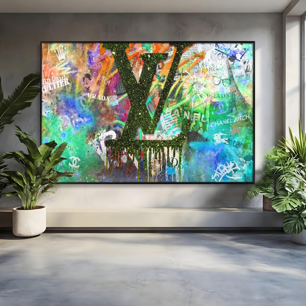 Tablou Canvas Premium LuxCanva® B1099, Branduri De Lux , Birou, Prada, Louis Vuitton, Chanel, Jean Paul Gaultier, Fashion, Salon, Culori Vibrante