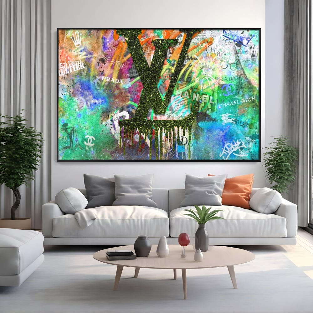 Tablou Canvas Premium LuxCanva® B1099, Branduri De Lux , Birou, Prada, Louis Vuitton, Chanel, Jean Paul Gaultier, Fashion, Salon, Culori Vibrante