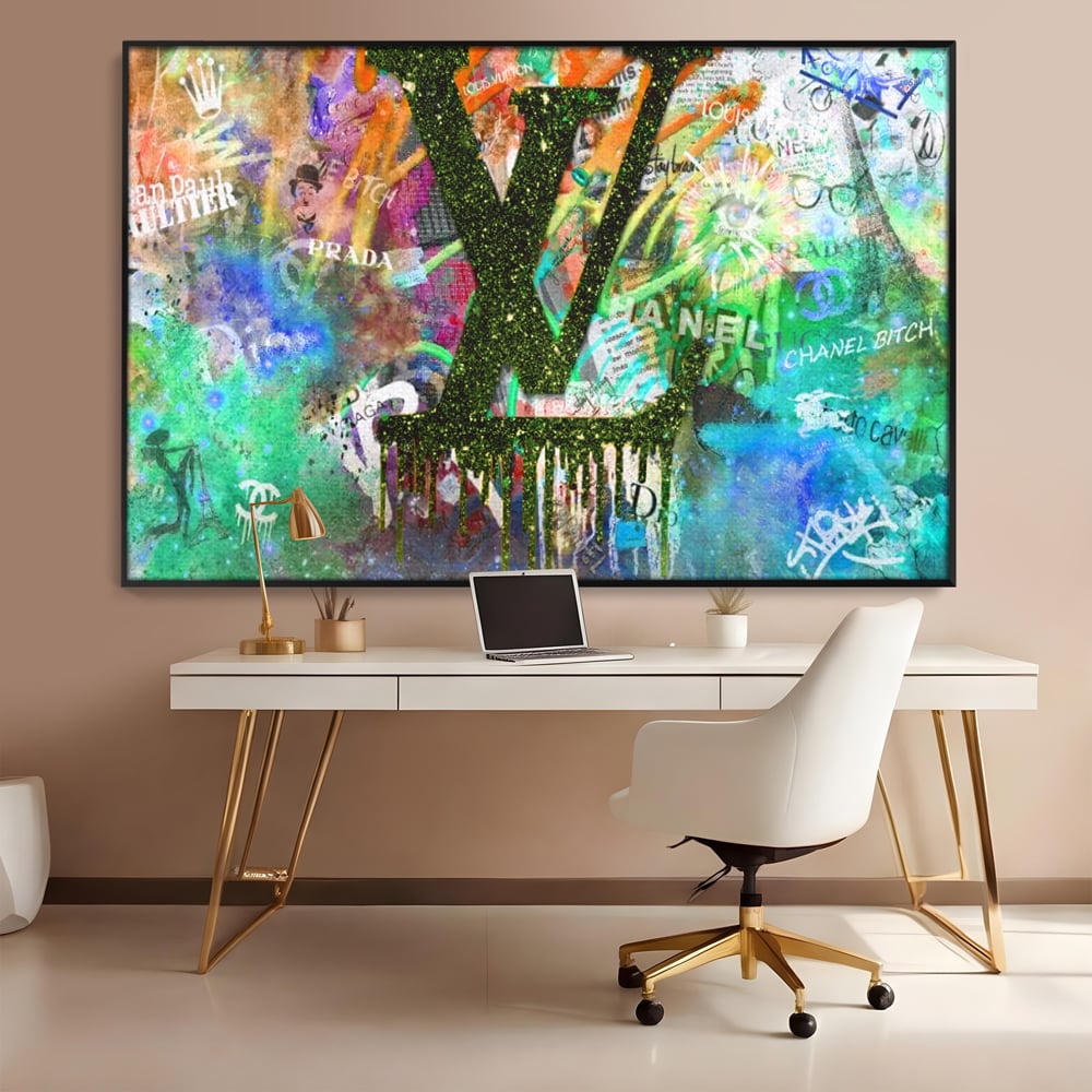 Tablou Canvas Premium LuxCanva® B1099, Branduri De Lux , Birou, Prada, Louis Vuitton, Chanel, Jean Paul Gaultier, Fashion, Salon, Culori Vibrante