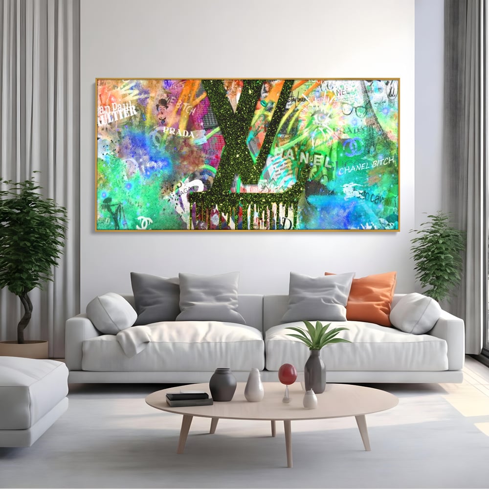 Tablou Canvas Premium LuxCanva® B1099, Branduri De Lux , Birou, Prada, Louis Vuitton, Chanel, Jean Paul Gaultier, Fashion, Salon, Culori Vibrante