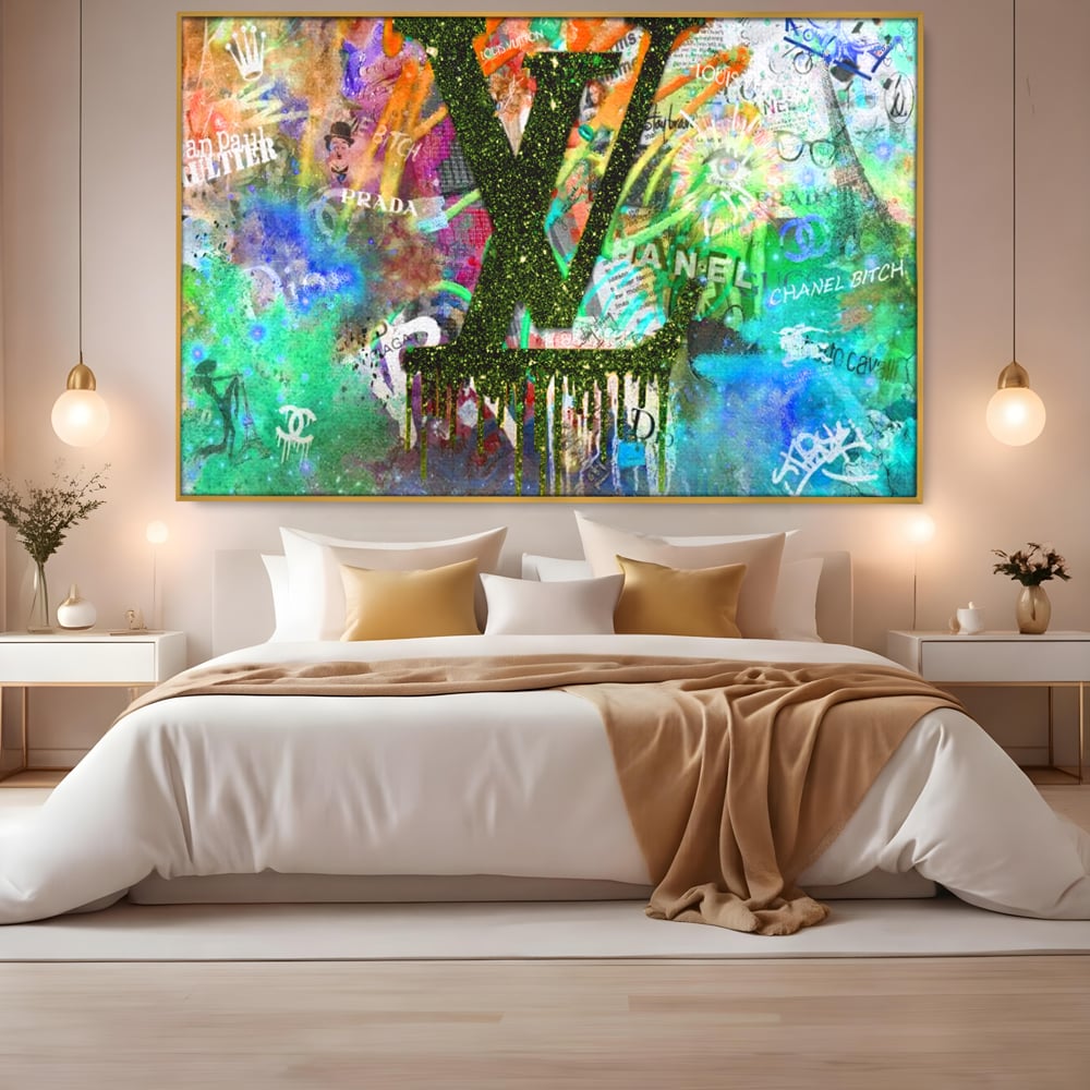 Tablou Canvas Premium LuxCanva® B1099, Branduri De Lux , Birou, Prada, Louis Vuitton, Chanel, Jean Paul Gaultier, Fashion, Salon, Culori Vibrante