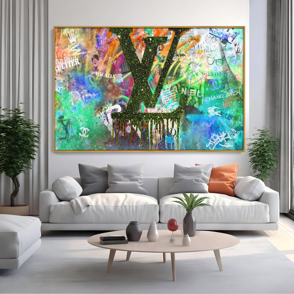 Tablou Canvas Premium LuxCanva® B1099, Branduri De Lux , Birou, Prada, Louis Vuitton, Chanel, Jean Paul Gaultier, Fashion, Salon, Culori Vibrante