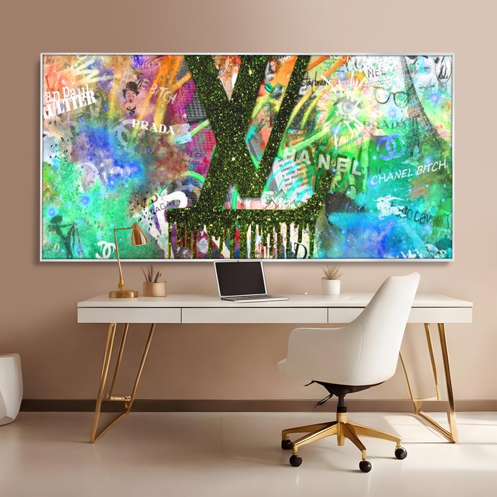 Tablou Canvas Premium LuxCanva® B1099, Branduri De Lux , Birou, Prada, Louis Vuitton, Chanel, Jean Paul Gaultier, Fashion, Salon, Culori Vibrante