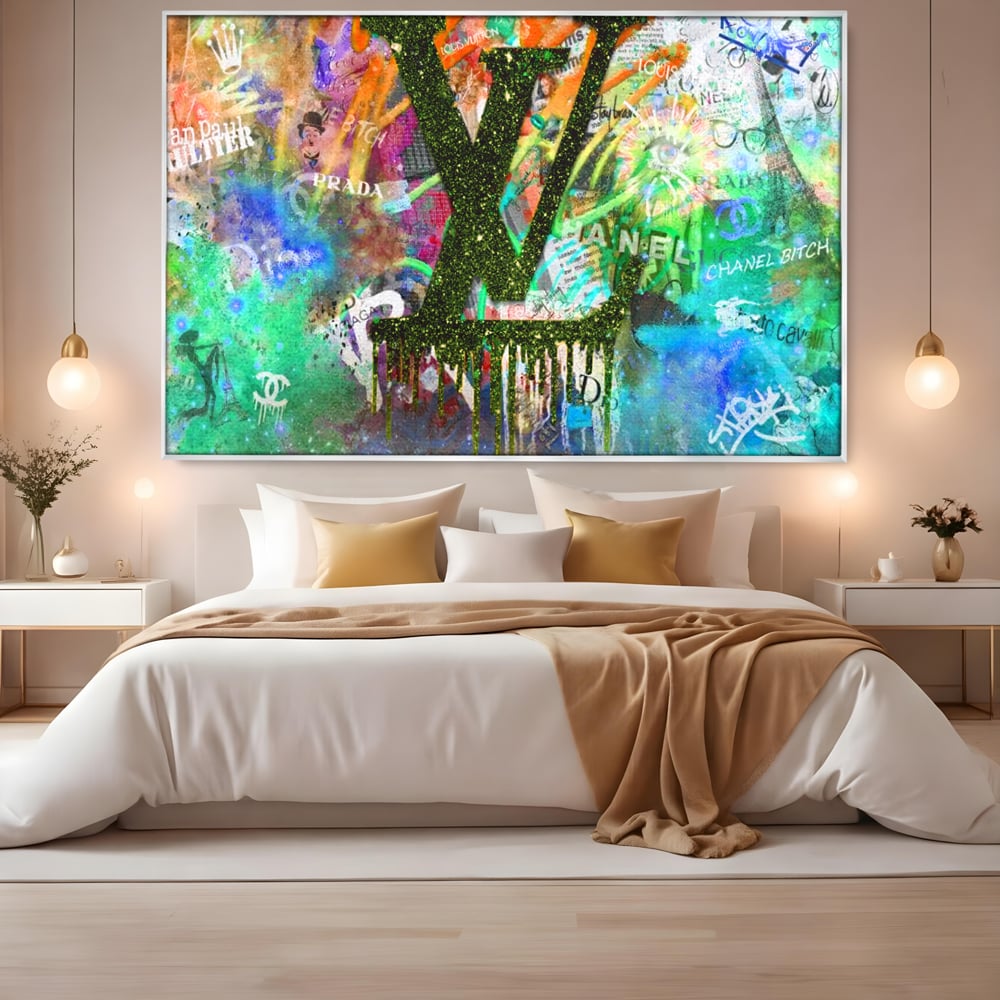 Tablou Canvas Premium LuxCanva® B1099, Branduri De Lux , Birou, Prada, Louis Vuitton, Chanel, Jean Paul Gaultier, Fashion, Salon, Culori Vibrante