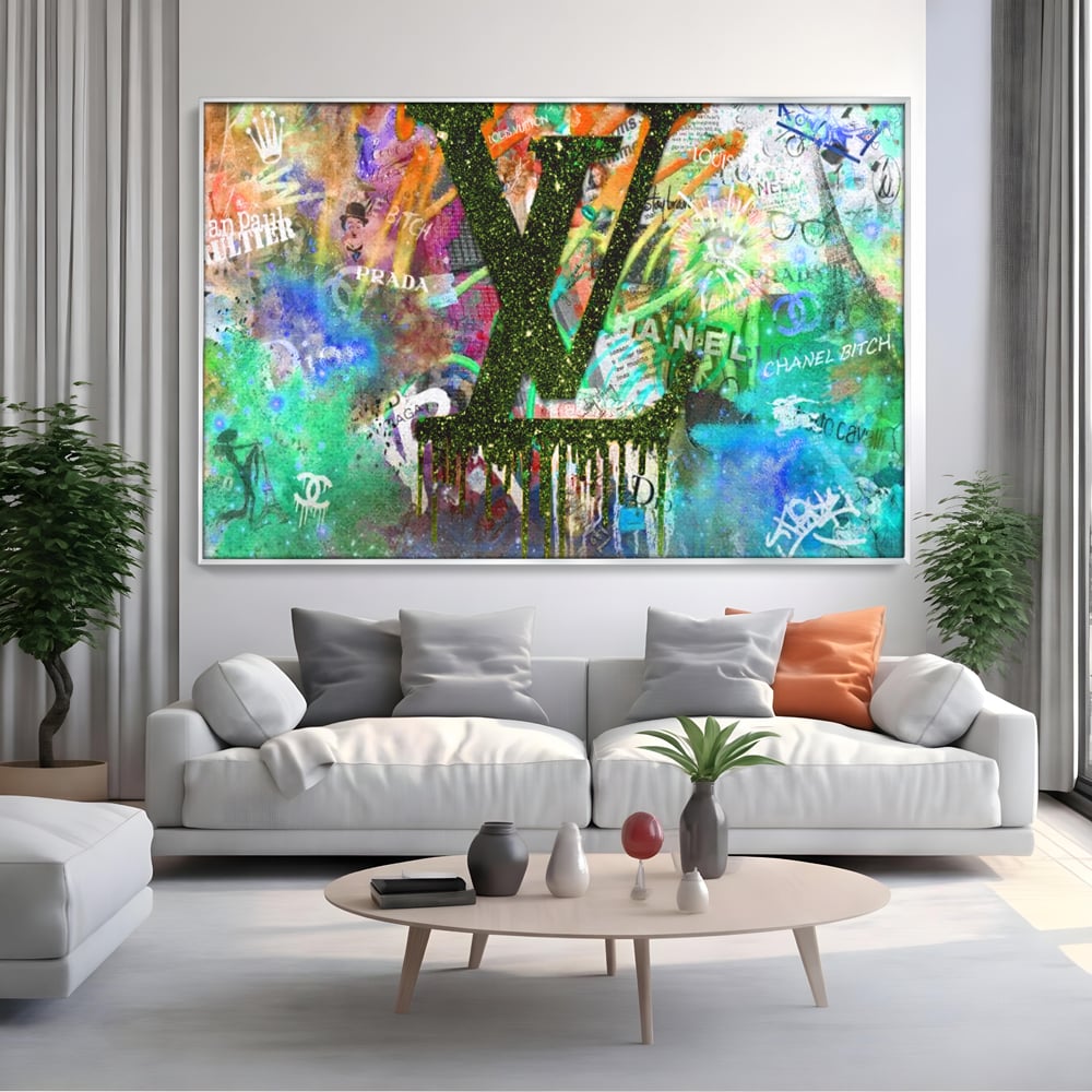 Tablou Canvas Premium LuxCanva® B1099, Branduri De Lux , Birou, Prada, Louis Vuitton, Chanel, Jean Paul Gaultier, Fashion, Salon, Culori Vibrante