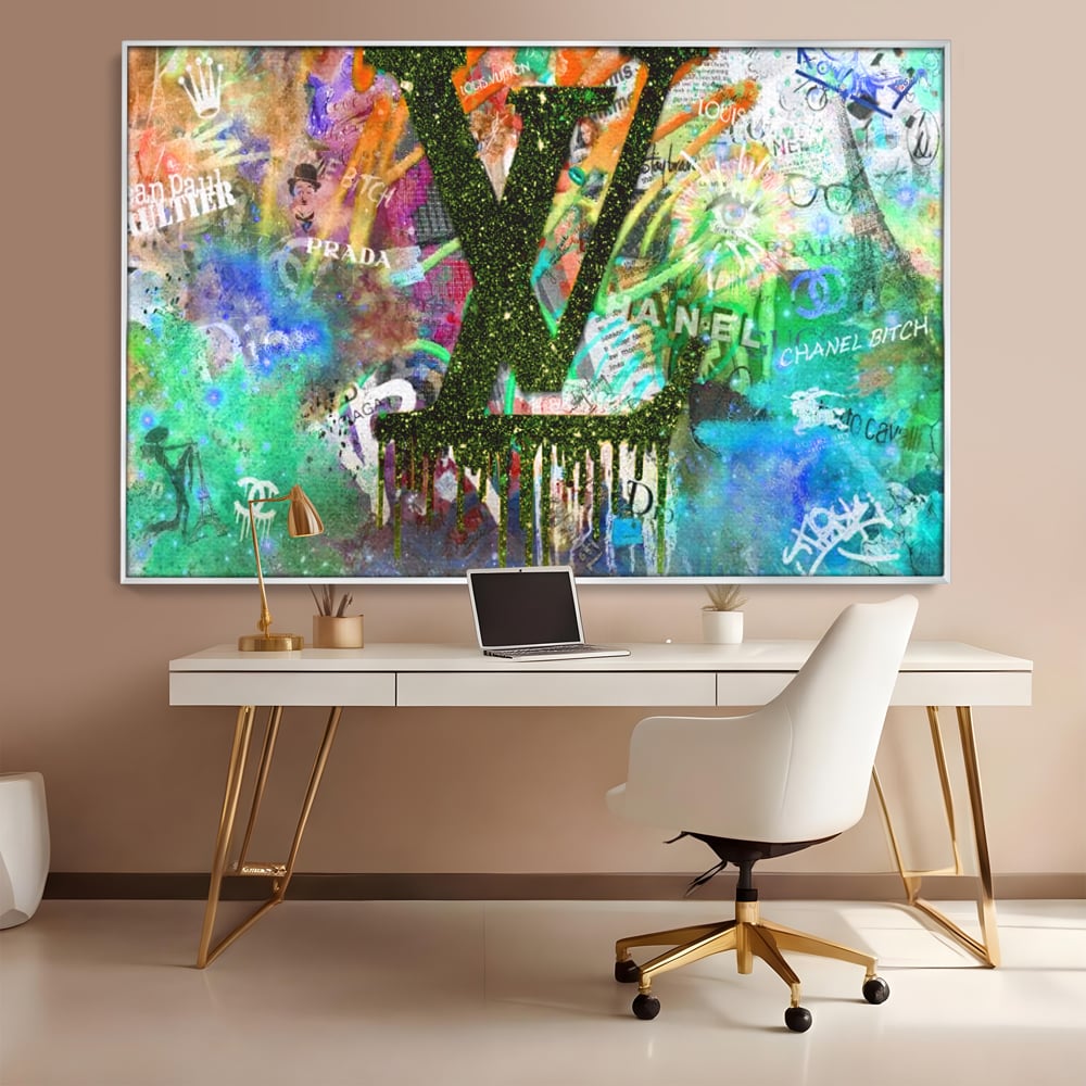 Tablou Canvas Premium LuxCanva® B1099, Branduri De Lux , Birou, Prada, Louis Vuitton, Chanel, Jean Paul Gaultier, Fashion, Salon, Culori Vibrante