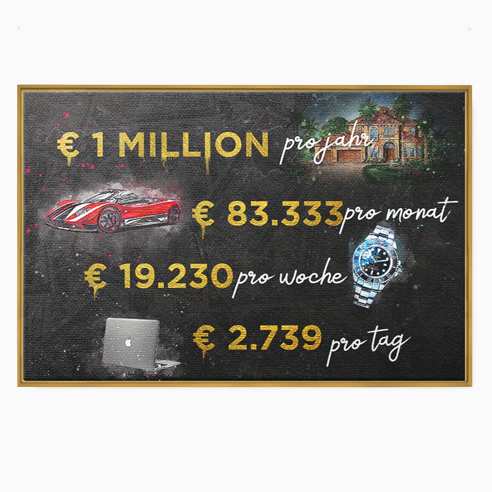 Leinwand Leinwandbilder Premium LuxCanva® B1100, Millionaire Life , Büro, Wohnen, Leben, Reichtum, Dollars, Rolex, Millionär, Luxusauto, Rot, Lebendige Farben