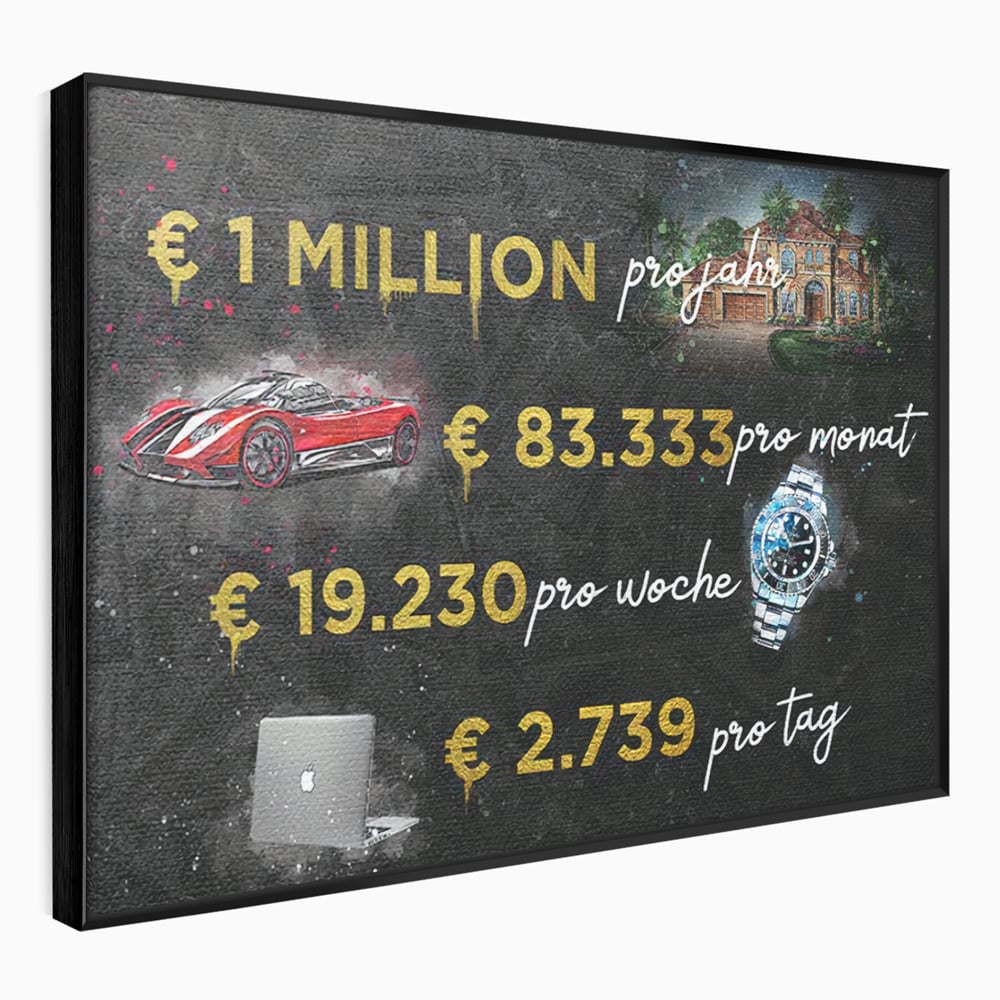 Leinwand Leinwandbilder Premium LuxCanva® B1100, Millionaire Life , Büro, Wohnen, Leben, Reichtum, Dollars, Rolex, Millionär, Luxusauto, Rot, Lebendige Farben