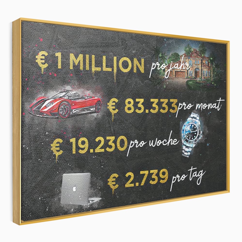 Leinwand Leinwandbilder Premium LuxCanva® B1100, Millionaire Life , Büro, Wohnen, Leben, Reichtum, Dollars, Rolex, Millionär, Luxusauto, Rot, Lebendige Farben