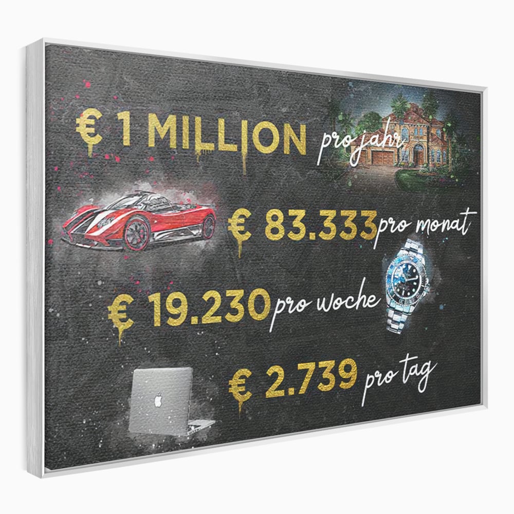 Leinwand Leinwandbilder Premium LuxCanva® B1100, Millionaire Life , Büro, Wohnen, Leben, Reichtum, Dollars, Rolex, Millionär, Luxusauto, Rot, Lebendige Farben