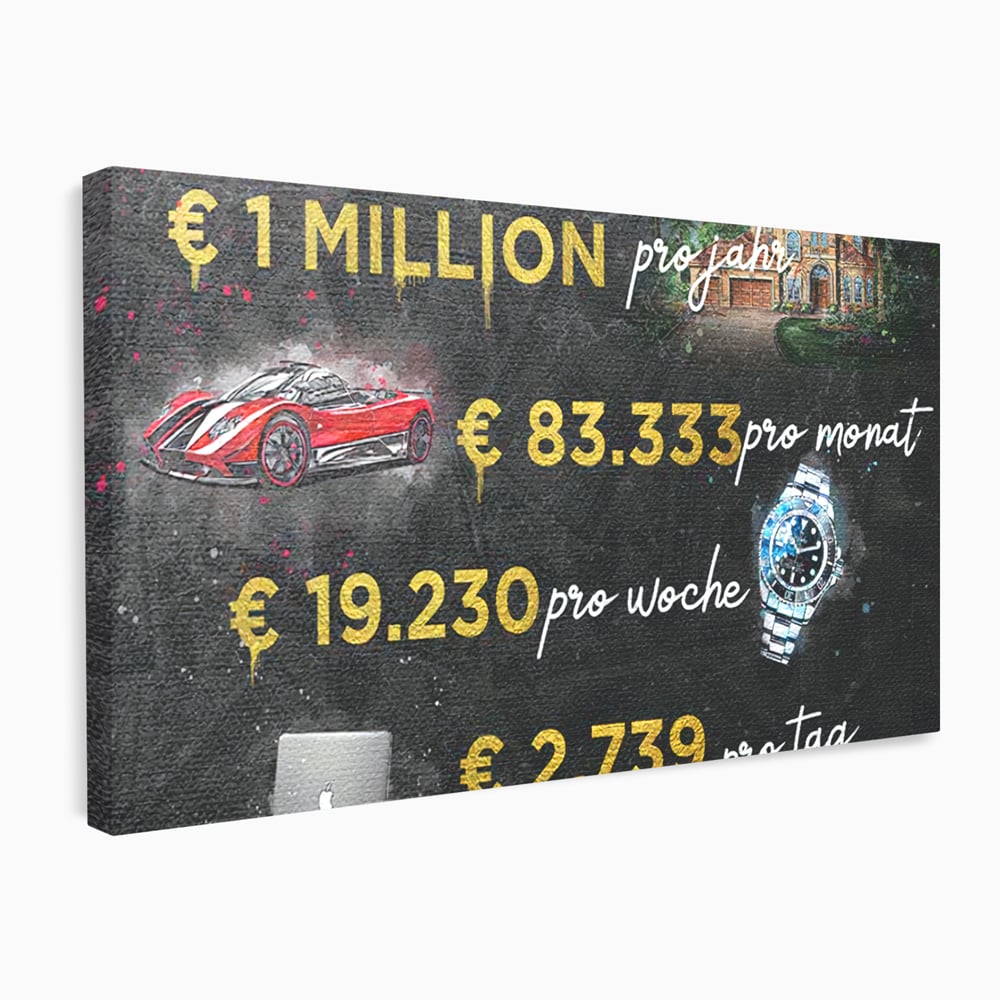 Leinwand Leinwandbilder Premium LuxCanva® B1100, Millionaire Life , Büro, Wohnen, Leben, Reichtum, Dollars, Rolex, Millionär, Luxusauto, Rot, Lebendige Farben
