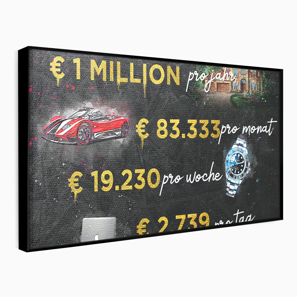 Leinwand Leinwandbilder Premium LuxCanva® B1100, Millionaire Life , Büro, Wohnen, Leben, Reichtum, Dollars, Rolex, Millionär, Luxusauto, Rot, Lebendige Farben
