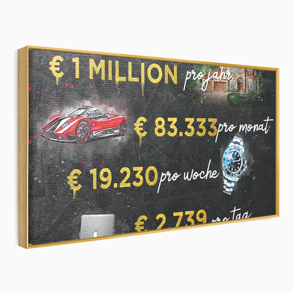 Leinwand Leinwandbilder Premium LuxCanva® B1100, Millionaire Life , Büro, Wohnen, Leben, Reichtum, Dollars, Rolex, Millionär, Luxusauto, Rot, Lebendige Farben
