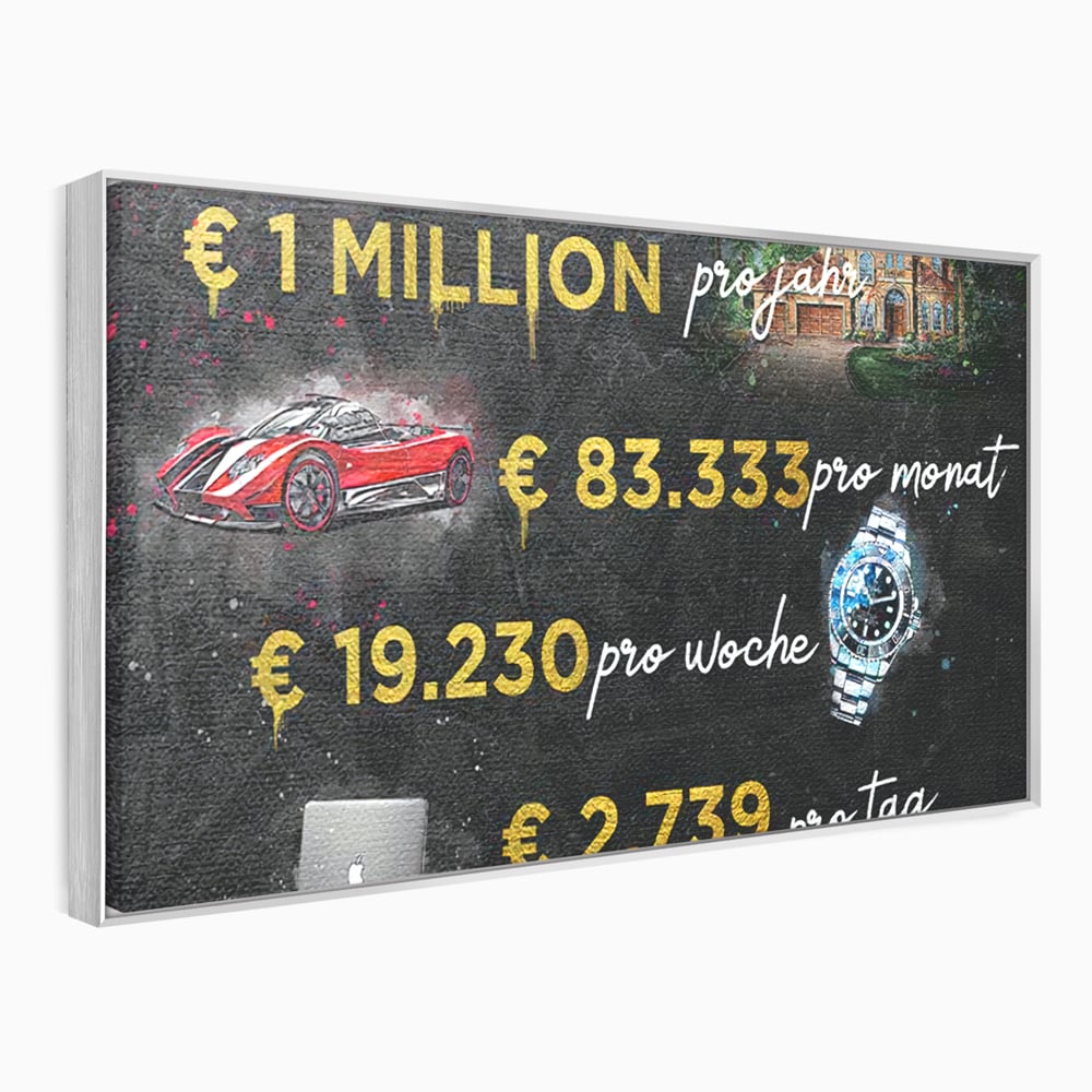 Leinwand Leinwandbilder Premium LuxCanva® B1100, Millionaire Life , Büro, Wohnen, Leben, Reichtum, Dollars, Rolex, Millionär, Luxusauto, Rot, Lebendige Farben
