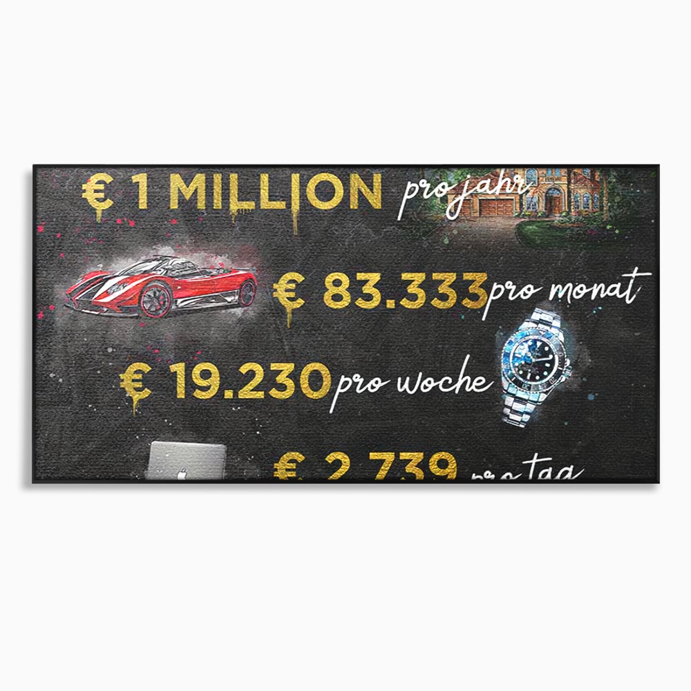 Leinwand Leinwandbilder Premium LuxCanva® B1100, Millionaire Life , Büro, Wohnen, Leben, Reichtum, Dollars, Rolex, Millionär, Luxusauto, Rot, Lebendige Farben