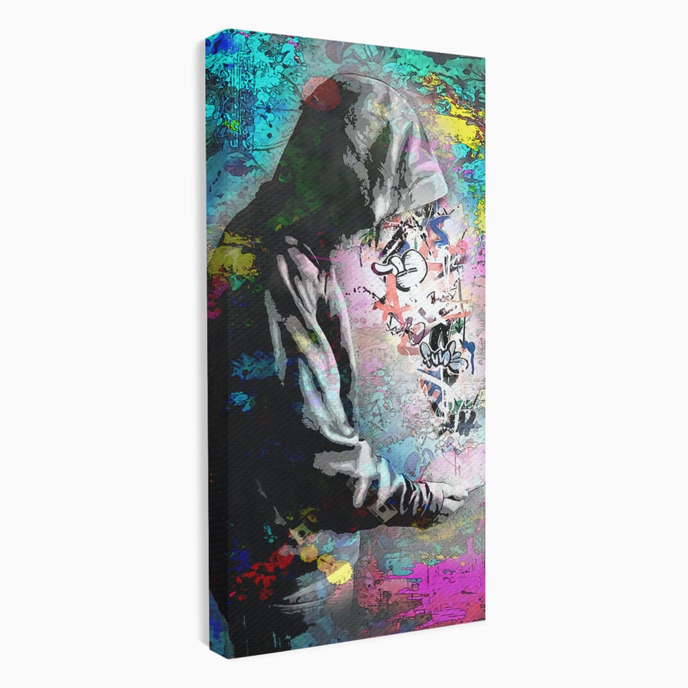 Tablou Canvas Premium LuxCanva® B1101, Grafitti Boy , Dormitor, Tanar, Baiat, Telefon, Mesaje, Living, Culori Vibrante