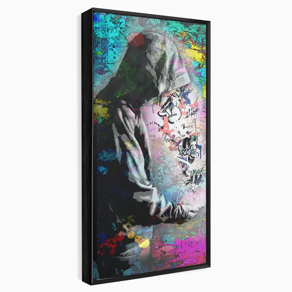 Tablou Canvas Premium LuxCanva® B1101, Grafitti Boy , Dormitor, Tanar, Baiat, Telefon, Mesaje, Living, Culori Vibrante