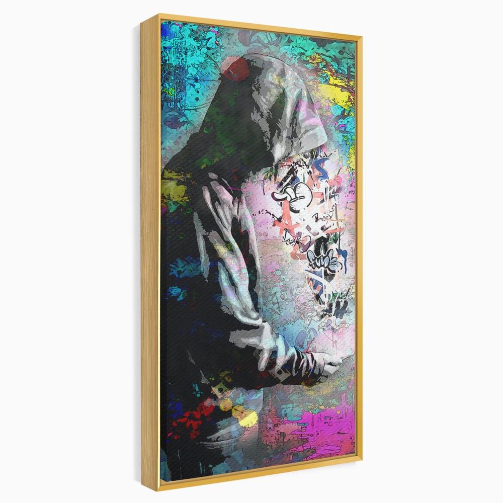 Tablou Canvas Premium LuxCanva® B1101, Grafitti Boy , Dormitor, Tanar, Baiat, Telefon, Mesaje, Living, Culori Vibrante